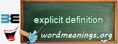 WordMeaning blackboard for explicit definition